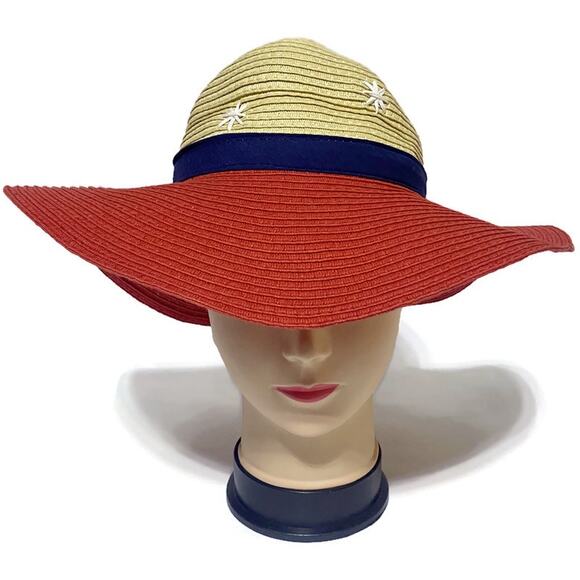 Target Wide Brim Floppy Sun Hat Red Brown and Black Packable - Picture 1 of 7